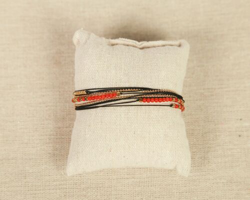 Bracelet Multi-tours Corail (noir)