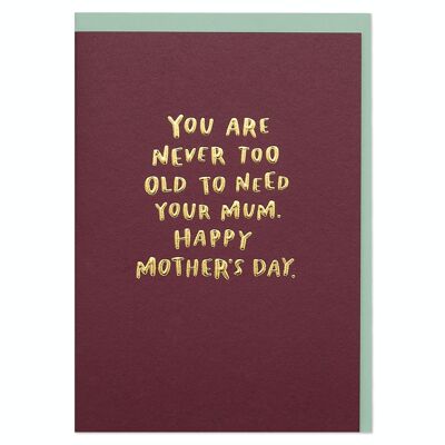 You are Never too Old to Need Your Mum. Happy Mother's Day