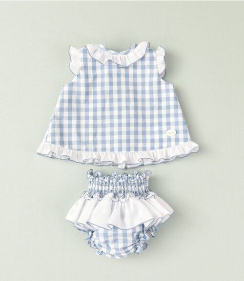 Baby's sky-blue dress with panties COC-45018