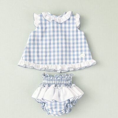 Baby's sky-blue dress with panties COC-45018