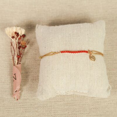 Coral and Virgin Cord Bracelet (gold)