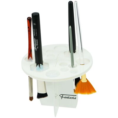 Make-up brush holder round white made of acrylic