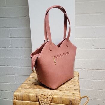 Grand sac à bandoulière fourre-tout pour femme VEGAN PU Leather-Texture Look Fashion Sac à main avec écharpe - 6572 bleu marine 2