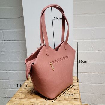 Grand sac à bandoulière fourre-tout pour femme VEGAN PU Leather-Texture Look Fashion Sac à main avec écharpe - 6572 bleu marine 6