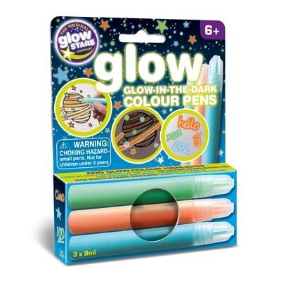 Glow-in-the-Dark Colour Pens, three pens