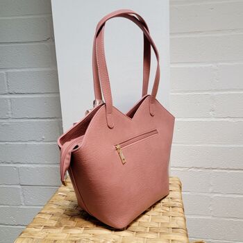 Grand sac à bandoulière fourre-tout pour femme VEGAN PU Leather-Texture Look Fashion Sac à main avec écharpe - 6572 café 4