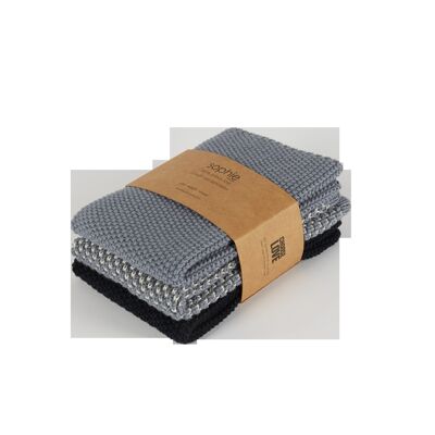 Reusable & Eco-Friendly Cotton Knit Dishcloths - Blue Tonal