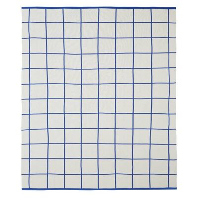 Cotton Knit Throw Blanket - Grid Cobalt