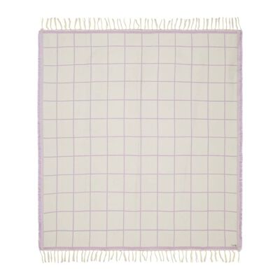 Merino Wool Throw Blanket - Grid Lilac (reversible)
