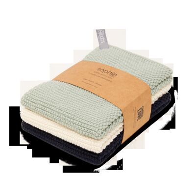 Reuseable & Eco-Friendly Cotton Knit Dishcloths: Mint Mix