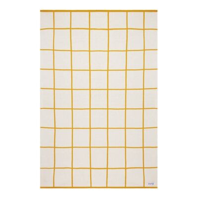 Cotton Knit Pram Baby Blanket - Yellow Grid