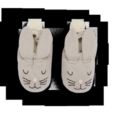 Cotton Knit Baby Booties - Putty Rabbit