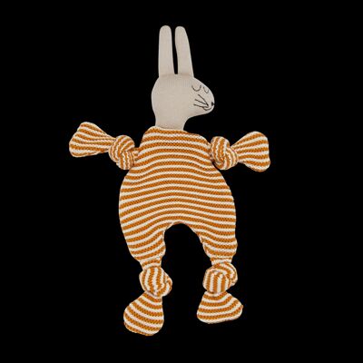 Cotton Knit Baby Comforter Cuddle Cloth - Mustard Rabbit