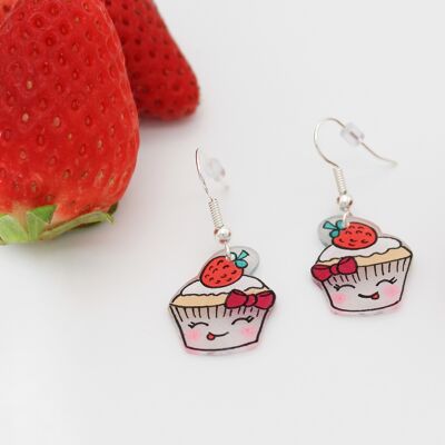 Boucles d'Oreilles Cupcake Rouge