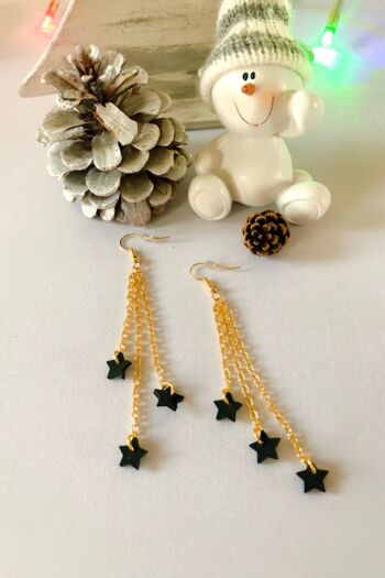 Boucles d'Oreilles Etoiles Noires