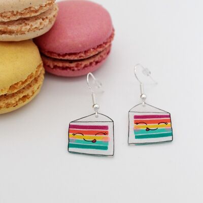 Boucles d'Oreilles Gâteau Arc-en-Ciel