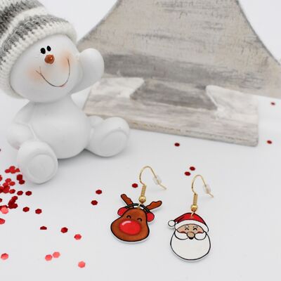 Father Christmas and Rudolph Earrings