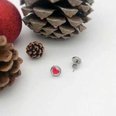 Red Heart Stud Earrings