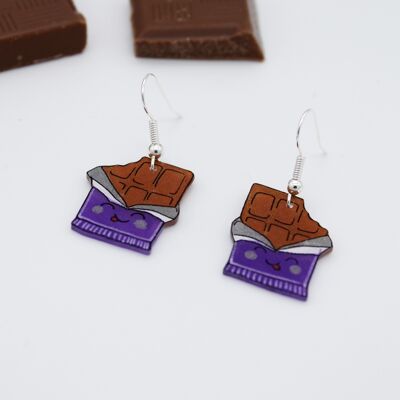 Boucles d'Oreilles Tablette de Chocolat