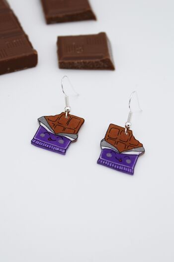 Boucles d'Oreilles Tablette de Chocolat