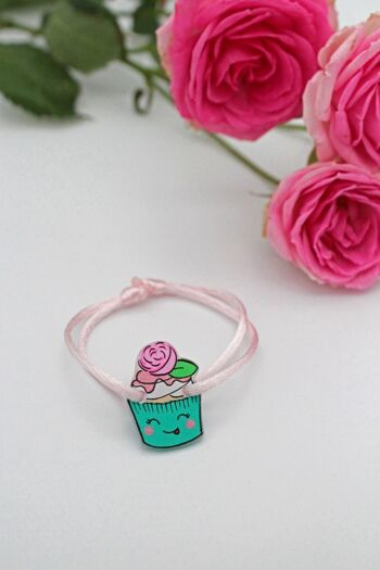 Bracelet Cordon Enfant Cupcake Fleur