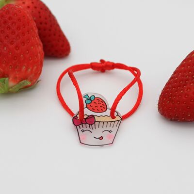 Red Cupcake Children's Cord Bracelet