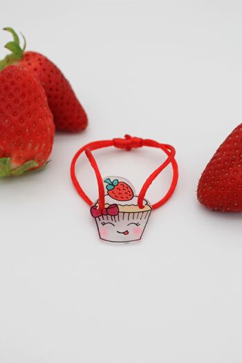 Bracelet Cordon Enfant Cupcake Rouge 1