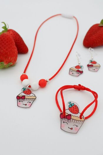 Bracelet Cordon Enfant Cupcake Rouge 2