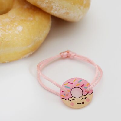 Bracciale in corda per bambini con ciambelle rosa