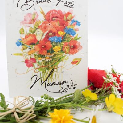 Carte à Planter "Bonne Fête Maman" - Coquelicot