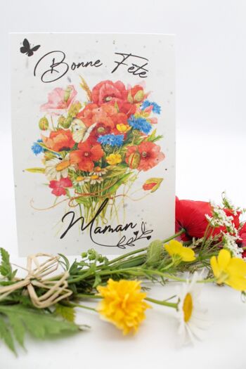 Carte à Planter "Bonne Fête Maman" - Coquelicot