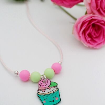 Collier Cordon Enfant Cupcake Fleur