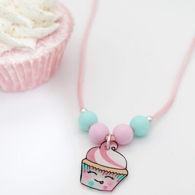 Pink Cupcake Children's Cord Necklace