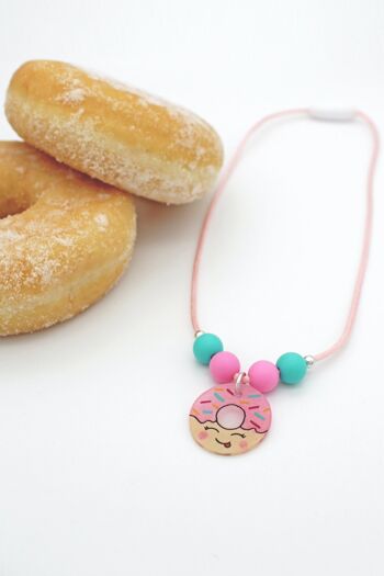 Collier Cordon Enfant Donuts Rose 2