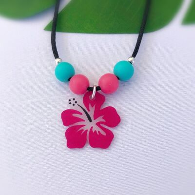 Hibiscus Flower Child Cord Necklace