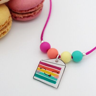 Collier Cordon Enfant Gâteau Arc-en-Ciel