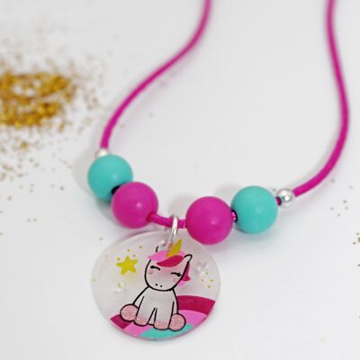 Rainbow Unicorn Kids Cord Necklace