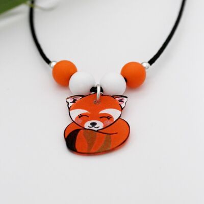 Collana con cordino per bambini Panda rosso