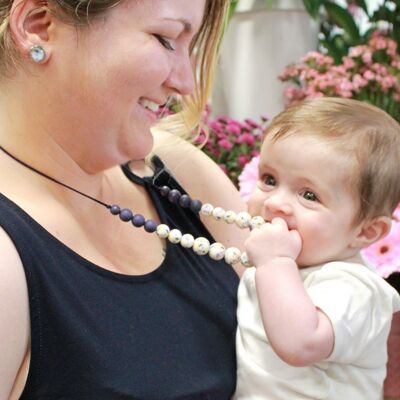 Mom and Baby Blueberry Flowers Necklace, Babywearing, Breastfeeding, Bottle Feeding, Teething, Birth Gift