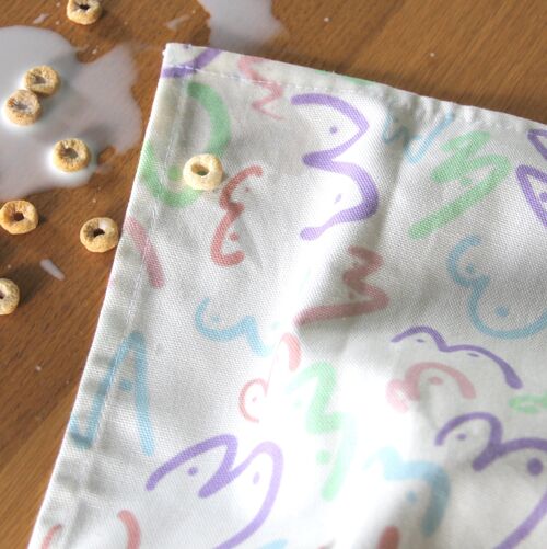 Handmade Hippo Boobie Print Tea Towel