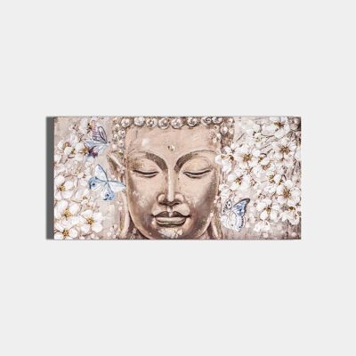Buddha che dipinge farfalle - 120x3x60cm