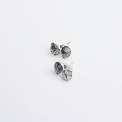 Juty silver black rutile earrings