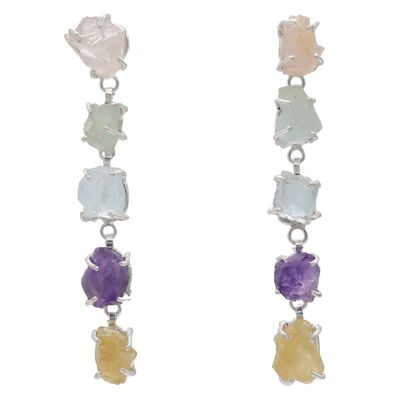 Multicolored silver Saint earrings