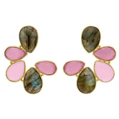 Cosmopolitan labradorite and rose earrings