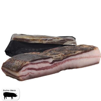 Cured flat bacon of black Calabrese pork from Aspromonte gr 700