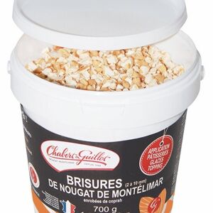 Nougat Montélimar en brisures 2-5 MM ENR COPR en seau de 2KG