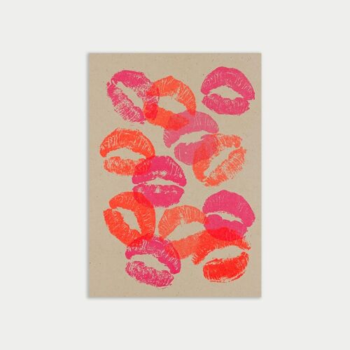 Kisses / Postkarte / Ökopapier / Pflanzenfarbe