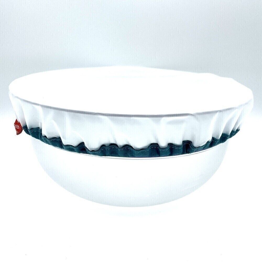 Tellerhaube / Charlotte - 34 cm Durchmesser, aus transparentem Acetat mit Schrägband: Blaugrün (B)