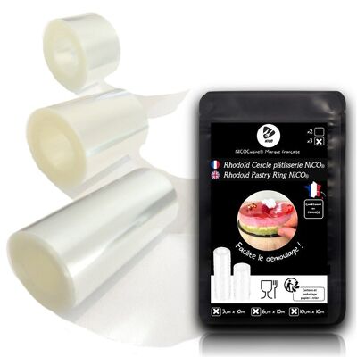 Set of 3 NICO® Rhodoïd Rolls (3-6-10cm x 10m) to line cakes