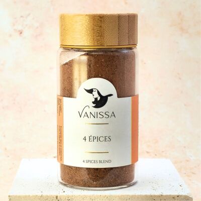 4 Especias: pimienta, canela, nuez moscada, clavo